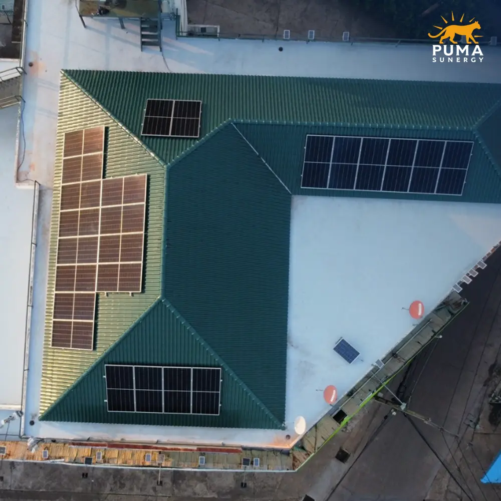 Update on the 12 kW solar cell installation project at an office in Sakon Nakhon Province. Solving multi-directional roof challenges with Microinverters, helping reduce electricity costs by over 88,000 THB/year, with free assessment included.